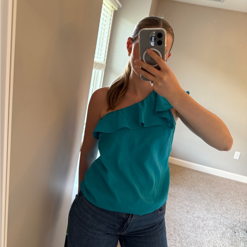 The Limited One Shoulder Ruffled Sleeveless Blouse